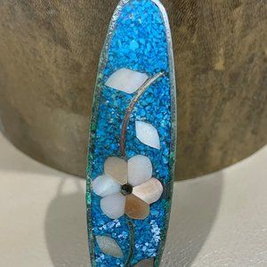 Vintage Abalone and Turquoise Barrette